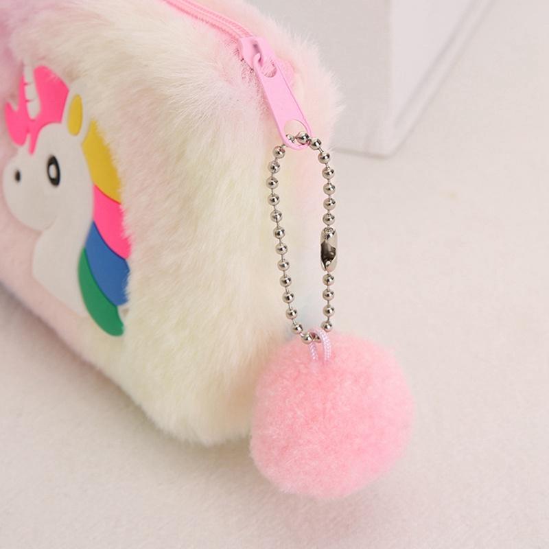 Tmdbyx Túi Đựng Bút Hình Ngựa Một Sừng Phối Lông Dễ Thương Có Khóa Kéo Cho Học Sinh