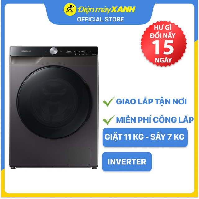 Máy giặt sấy Samsung AI Inverter 11kg WD11T734DBX/SV - Hàng chính hãng - Giao hàng toàn quốc