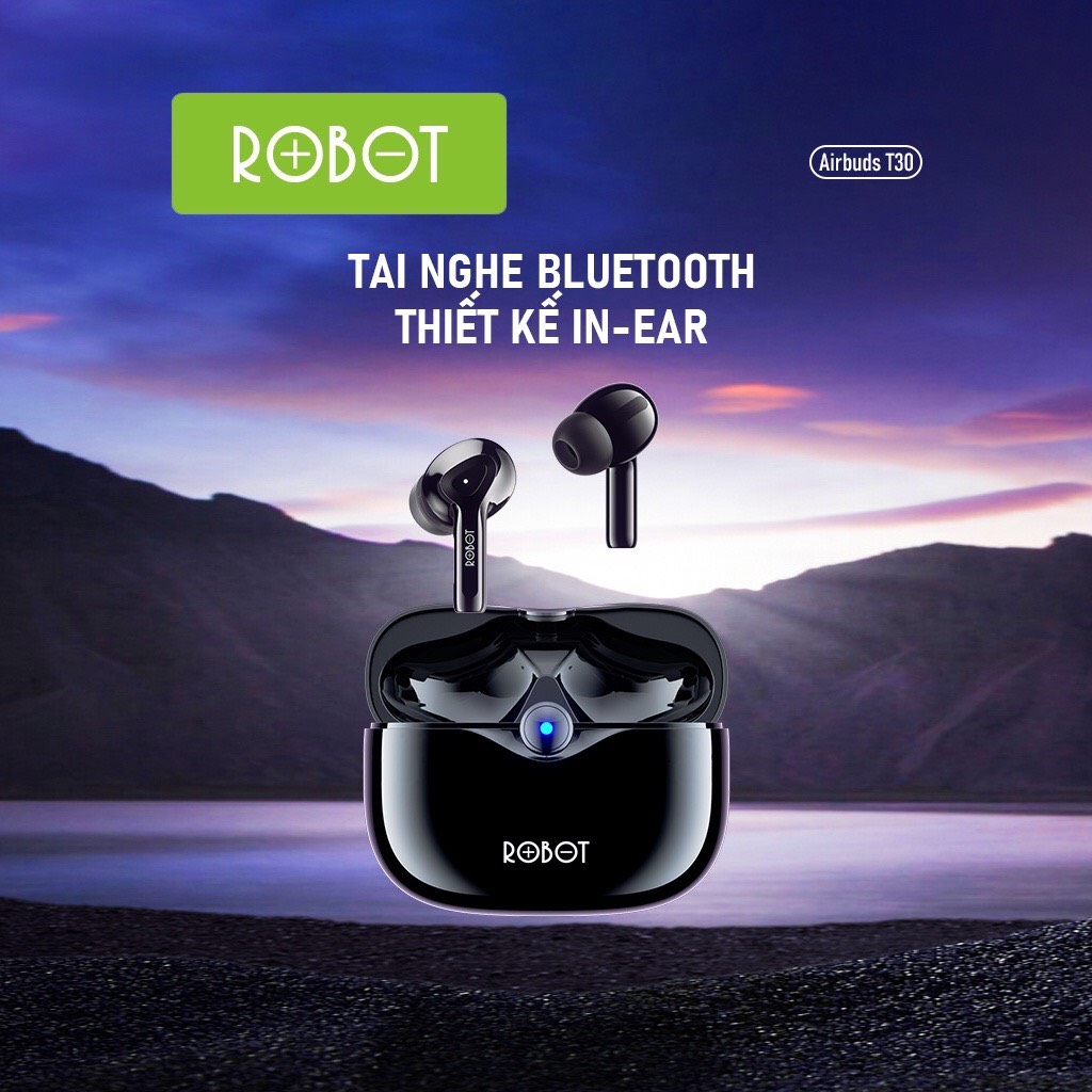 Tai Nghe Bluetooth ROBOT Airbuds T30 Thiết Kế In-Ear Chống Nước Cảm Ứng Thông Minh - Hàng Chính Hãng