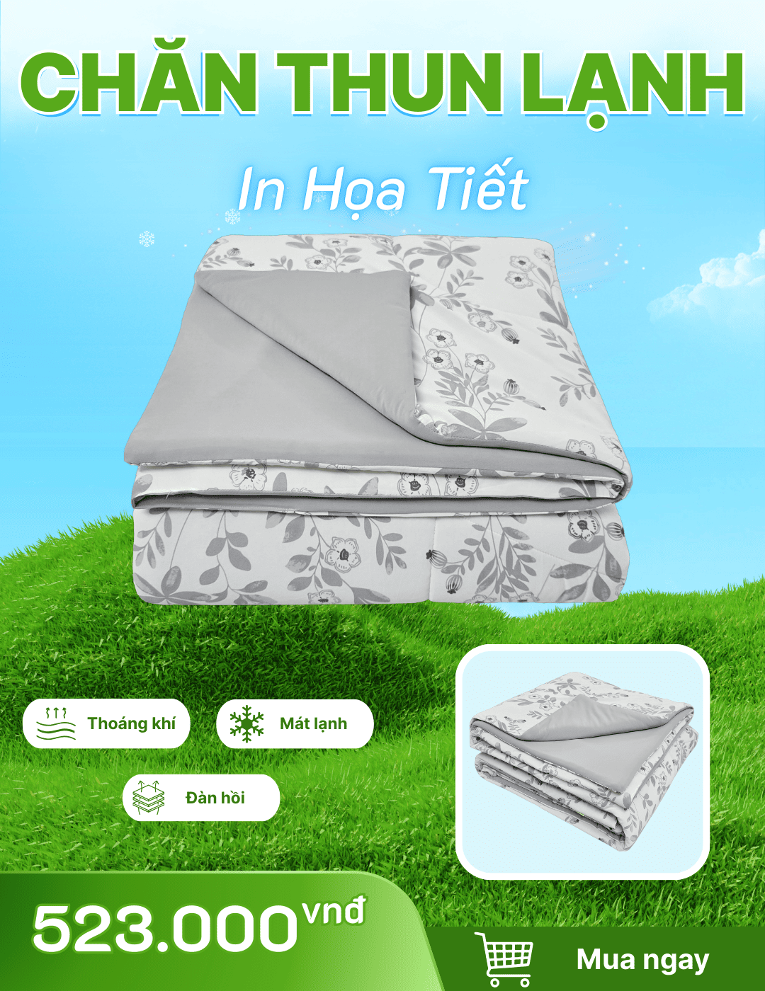 Chăn chần Thun Lạnh 180x200 in Họa Tiết