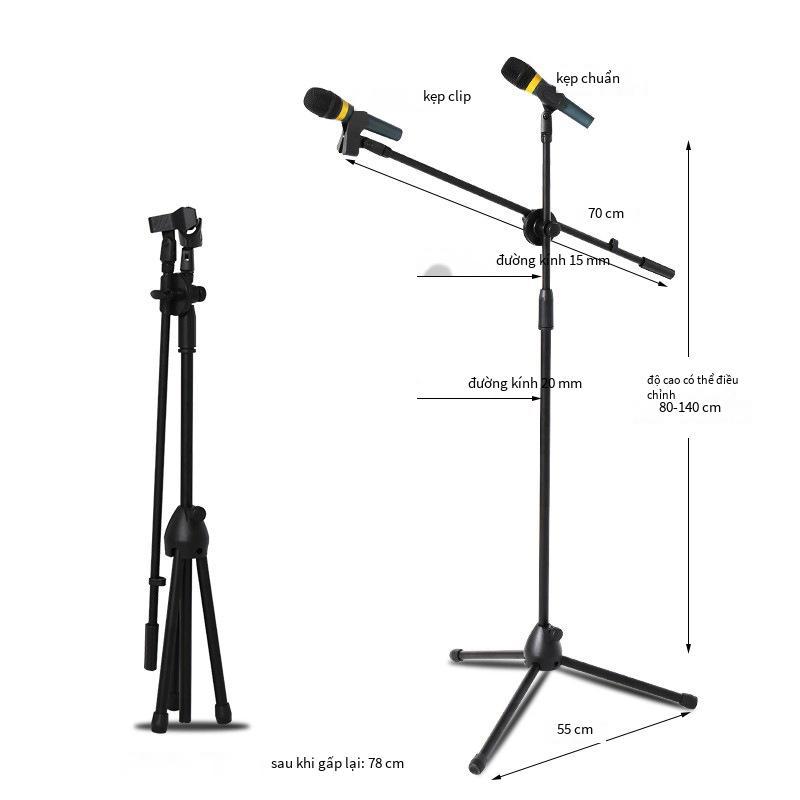 Giá thấp nhất micro đặt sàn micro đứng biểu diễn sân khấu K song có thể nâng kệ micro giá treo micro ba chân kẹp đôi