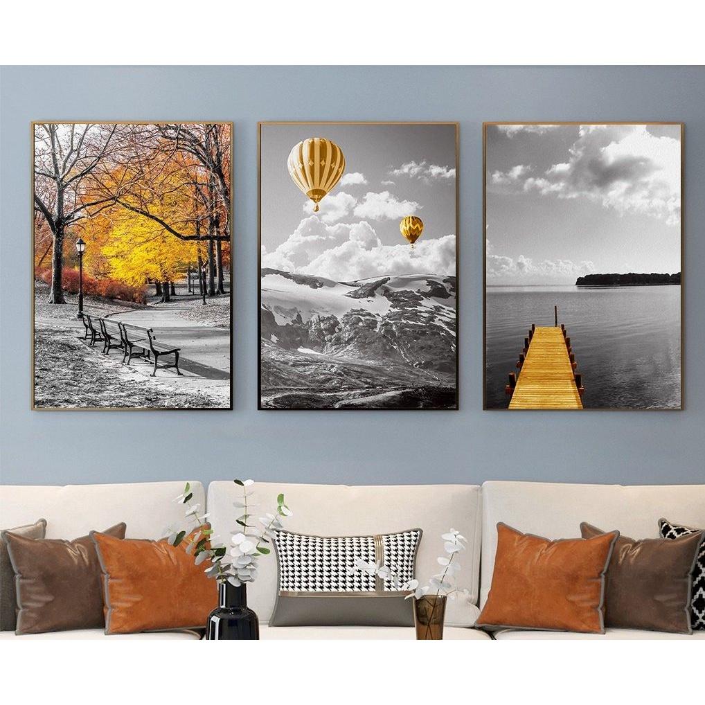 Set 3 TRANH treo tường loại 1 ĐÃ có KHUNG Composite Cao Cấp Decor phòng ngủ - Halo tranh treo tường