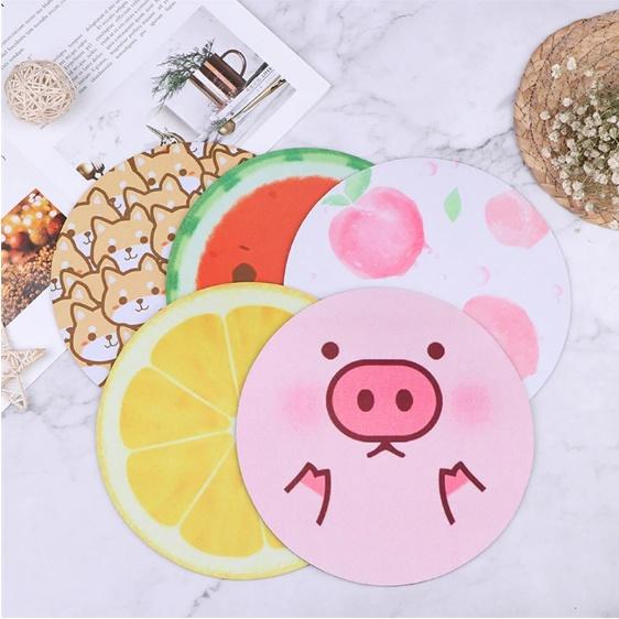 Tấm lót chuột máy tính hình tròn họa tiết trái cây Duashop