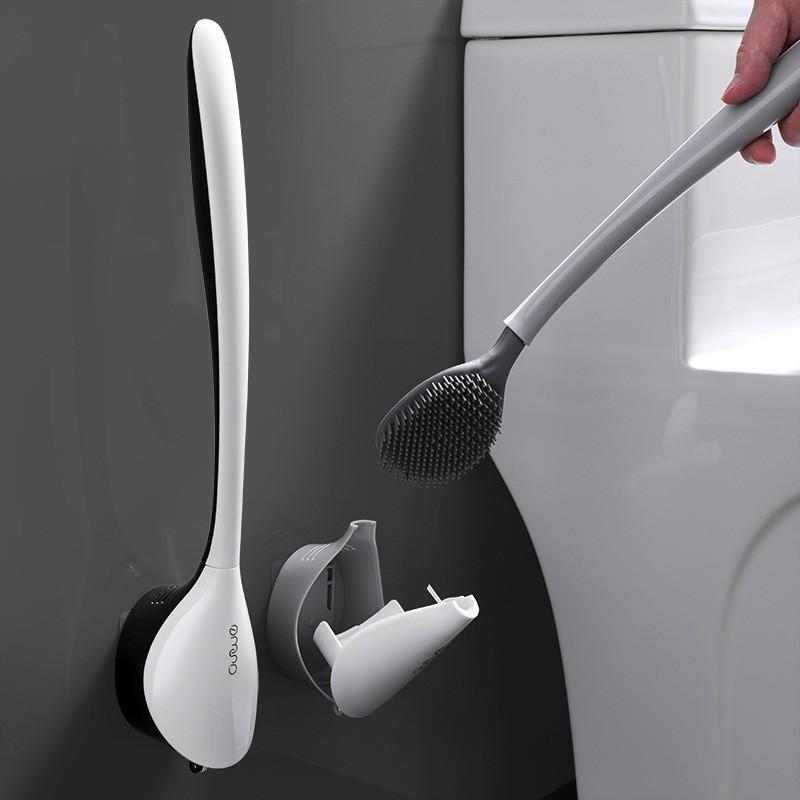 Cọ Vệ Sinh Bồn Cầu, Cọ Chà Toilet Bằng Silicon Dán Tường Tiện Ích