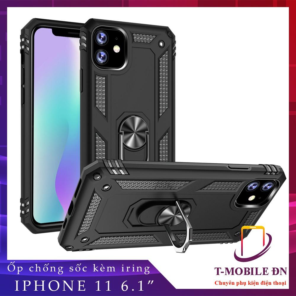 Ốp lưng cho iPhone 11 chống sốc 2 lớp kèm nhẫn iring làm giá đỡ