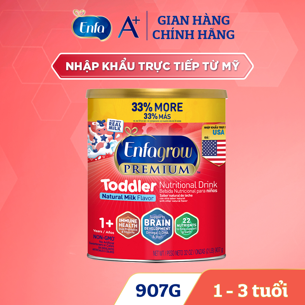 Sữa Bột Enfagrow Premium Toddler Hương Sữa Tự Nhiên cho trẻ 1-3 tuổi (907g)