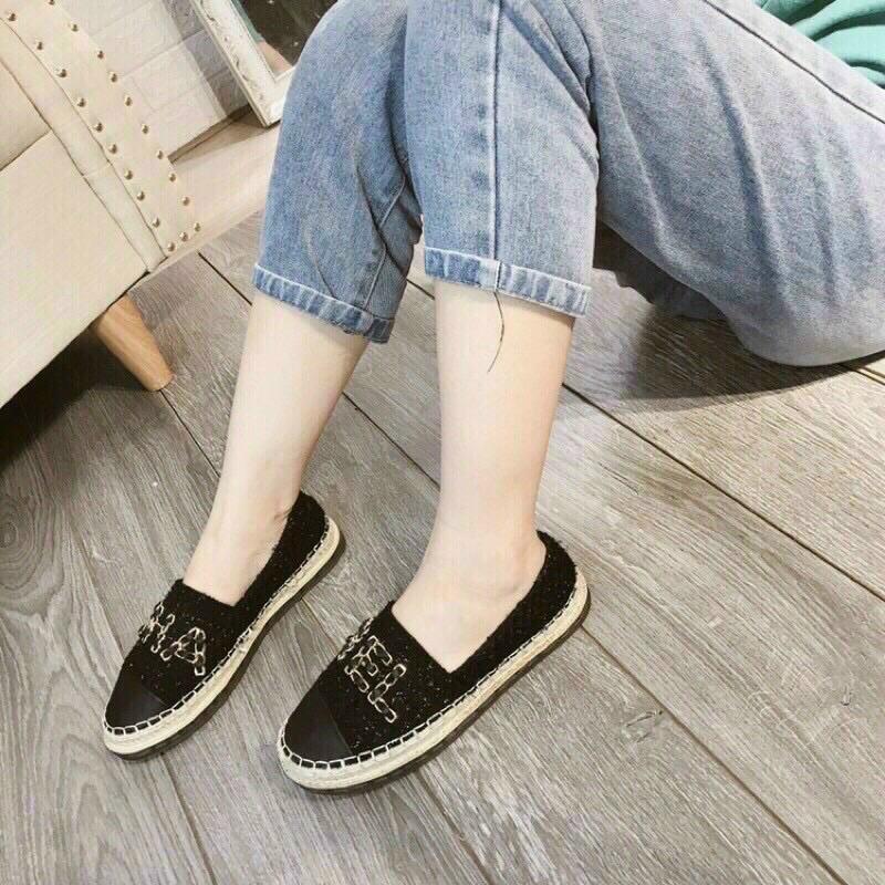 Giày slip on viền cói nữ - giày lười nữ viền cói