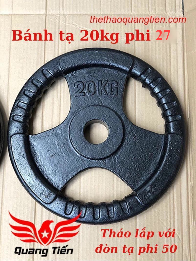 Bánh tạ gang 20kg/ Tạ miếng 20kg phi 27