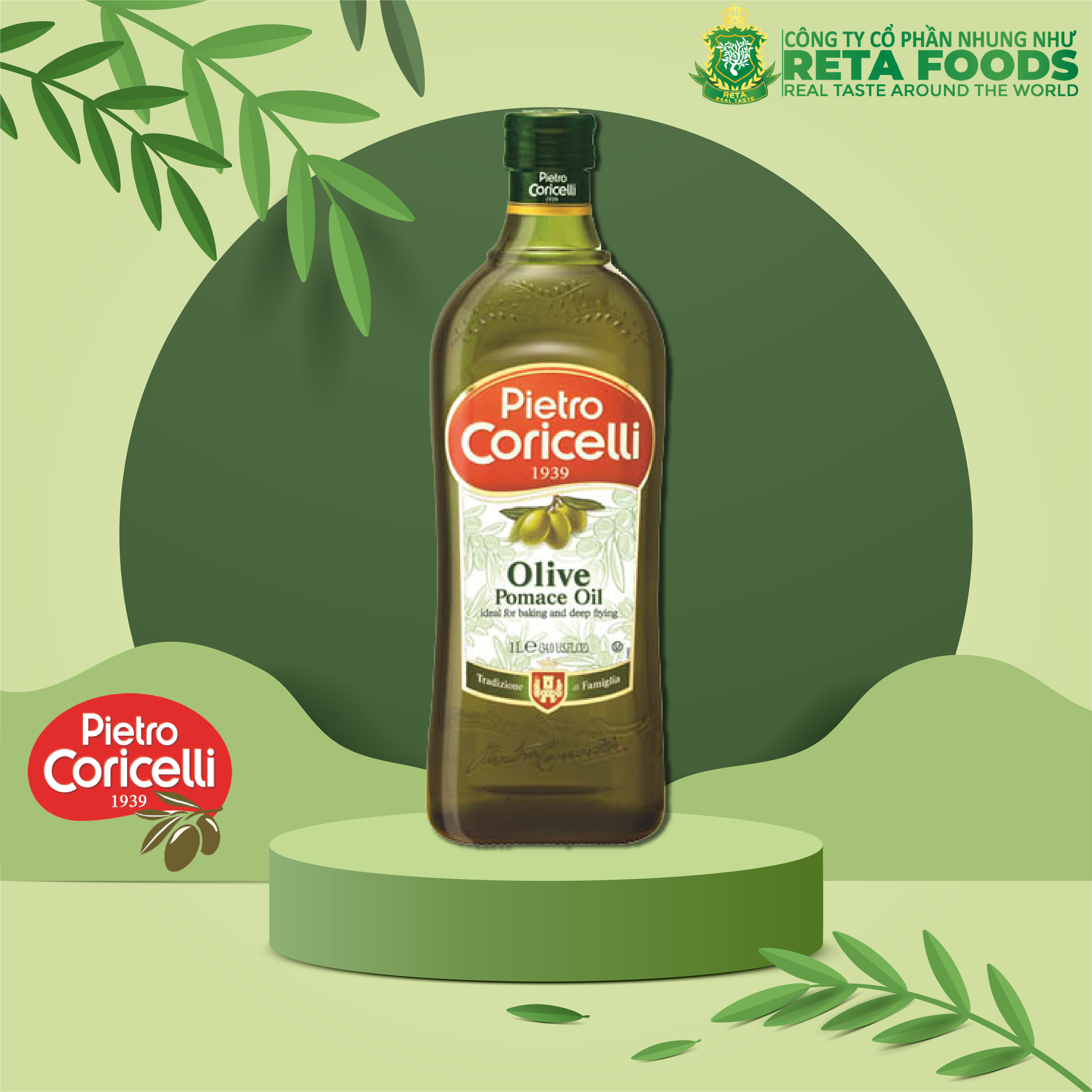 Dầu Oliu Cao Cấp Pietro Coricelli Pomace 1L