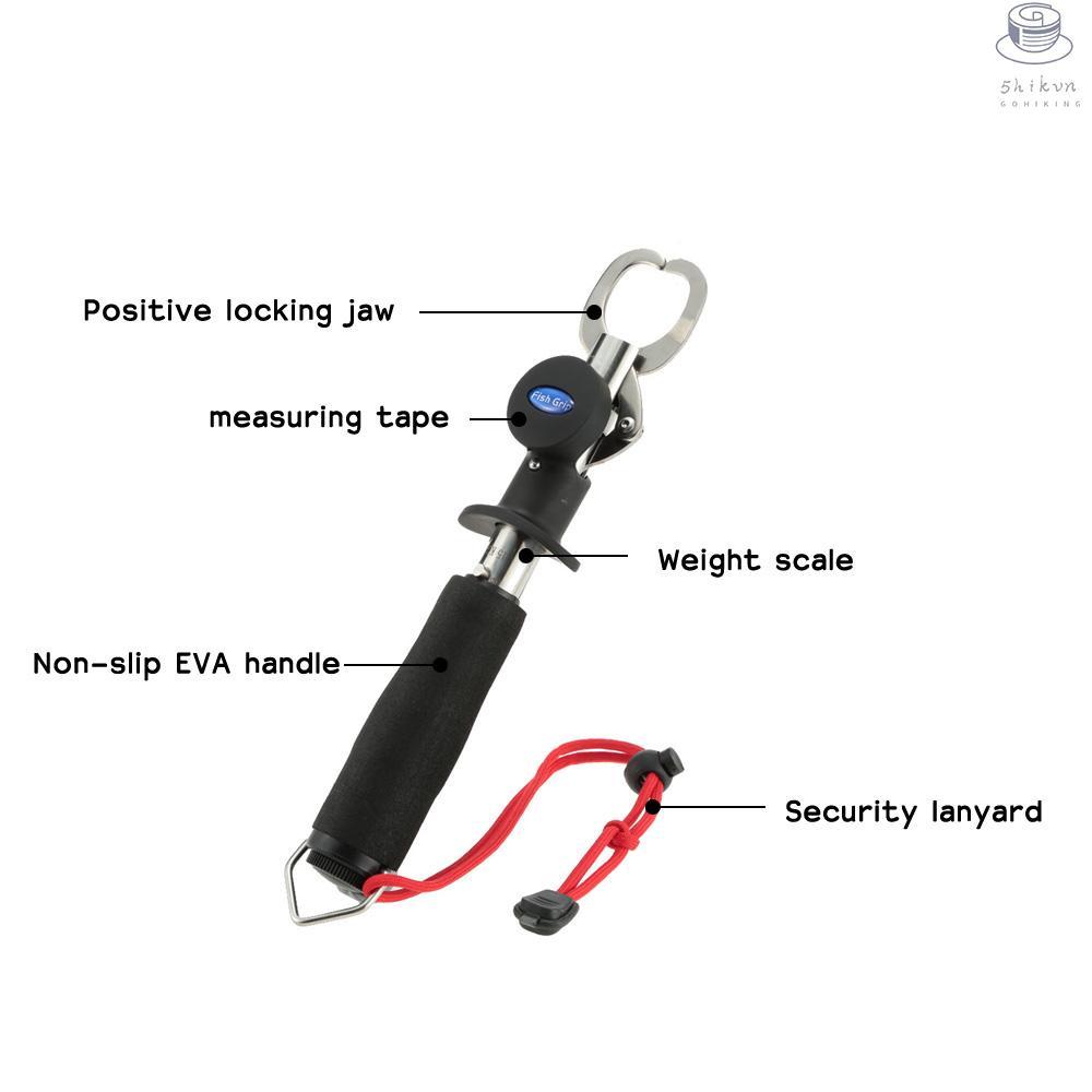 Portable Fish Lip Grabber Gripper Grip Stainless Steel Fishing Gear Fish holder with Weight Scale Ruler