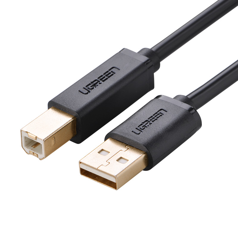 Dây máy in mạ vàng USB 2.0 chuẩn A đực sang chuẩn B đực dài 3M UGREEN US135 10351 (đen) - Hàng chính hãng