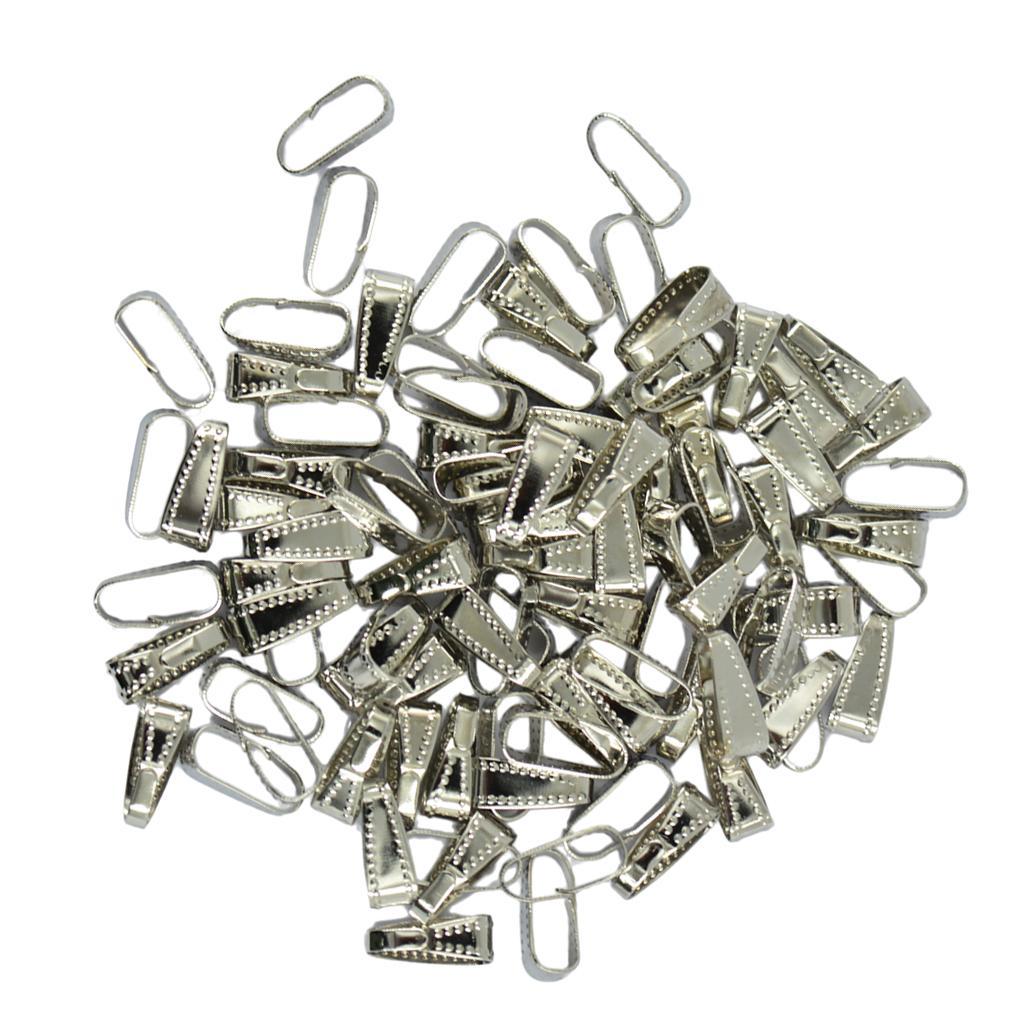 100Pcs 11 Mm Dot Pattern Brass Spring Bail Connector Clasps DIY Jewelry Gold - Silver