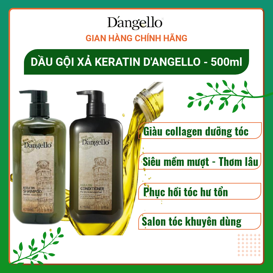 Bộ Dầu Gội và Dầu Xả D'angello Keratin 500ml