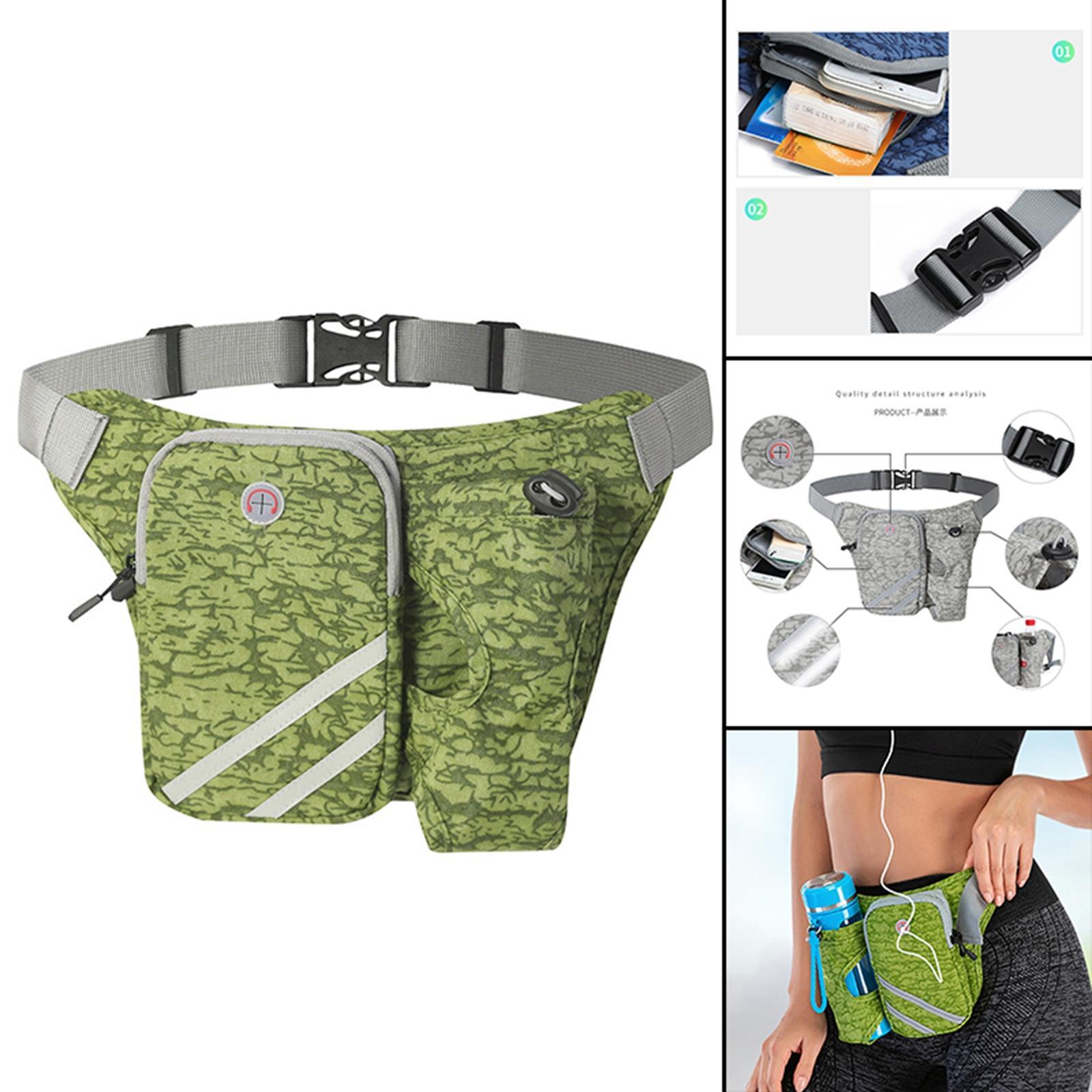 Running Belt Fanny Pack, Adjustable Running Waist Pack Bag with Water Bottle Holder, Unisex Sport Pouch Belt for Fitness Jogging Hiking Travel