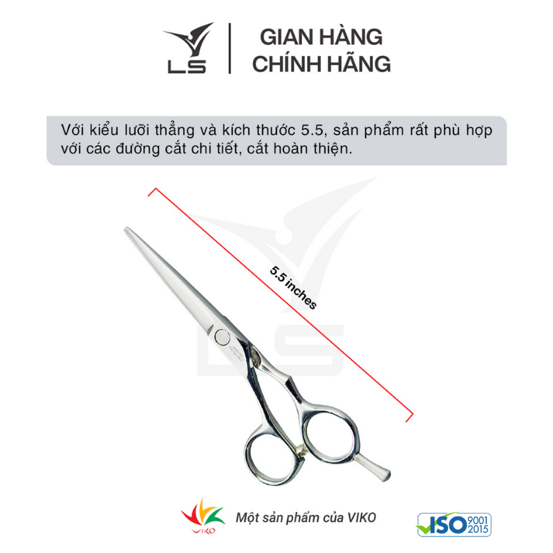 Kéo cắt tóc LS lưỡi thẳng quai offset phẳng đỡ ngón tháo rời CB11L/5.5