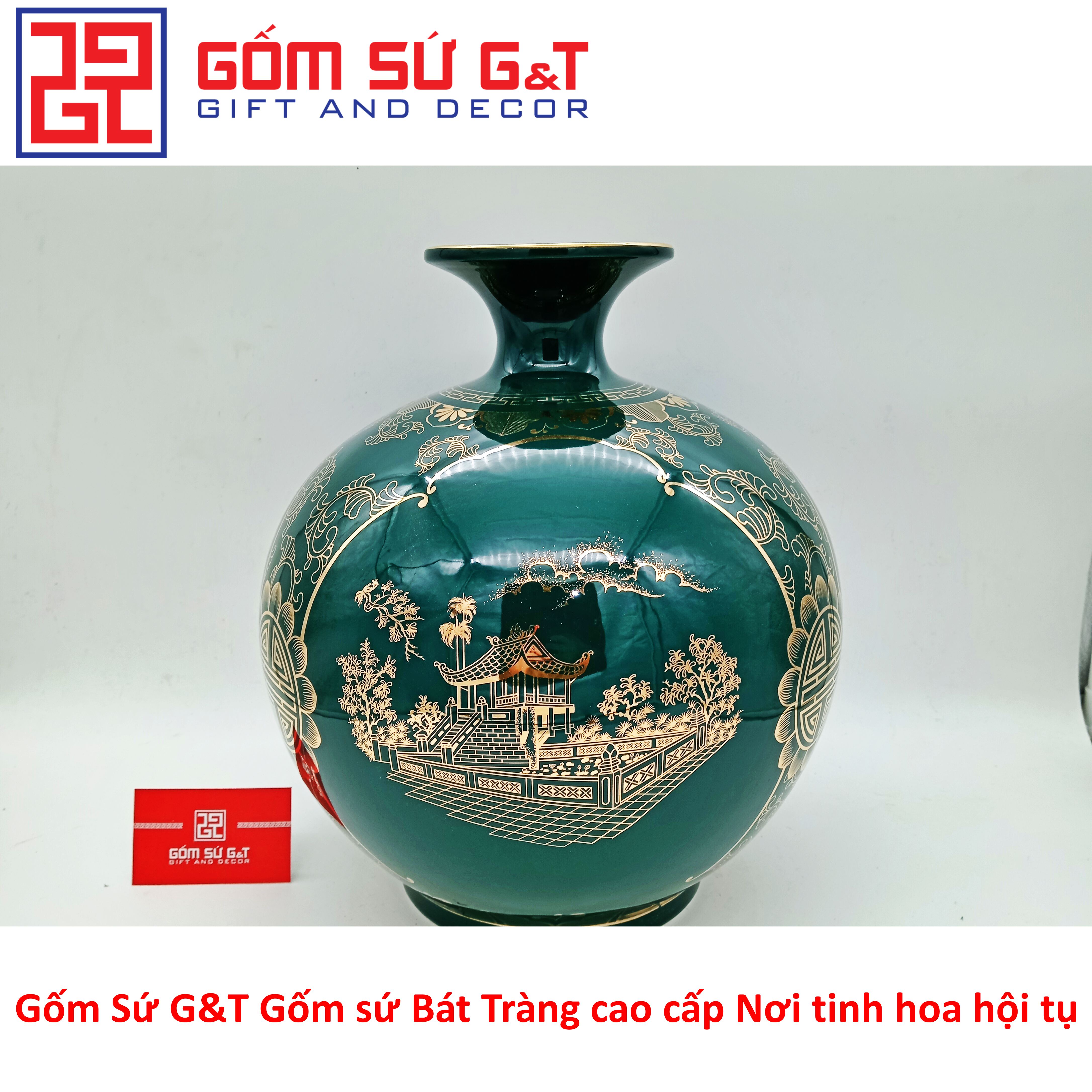 Bình hút tài lộc tam cảnh vẽ vàng kim Gốm Sứ G&T