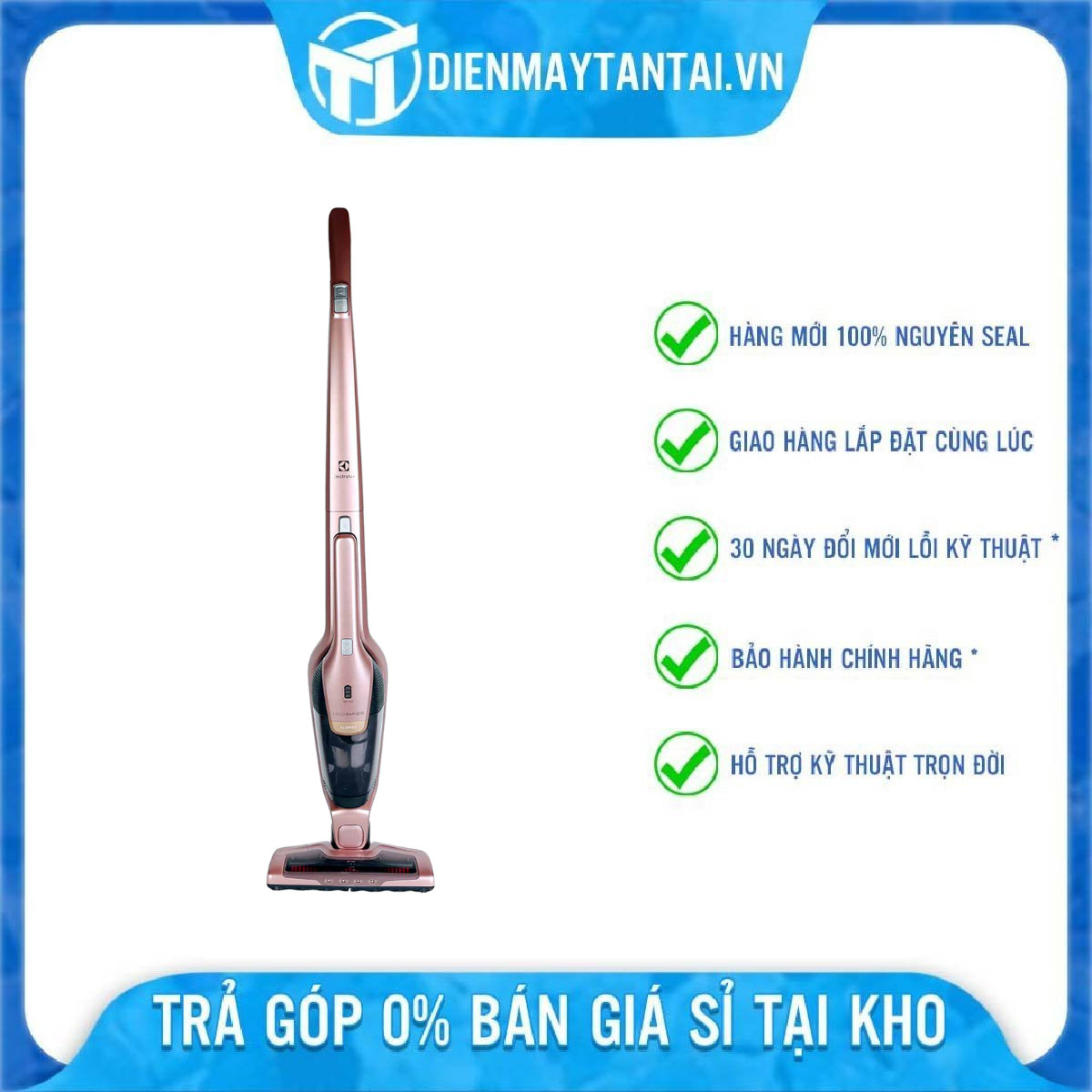 Máy hút bụi không dây Electrolux ZB3314AK - Đầu hút xoay 180 độ - Hàng Chính Hãng