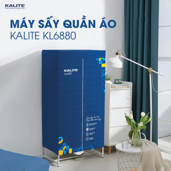 Tủ sấy quần áo Kalite KL6880,công suất 900w, Diệt vi khuẩn, nấm mốc, di chuyển dễ dàng,tháo lắp linh hoạt- hàng chính hãng