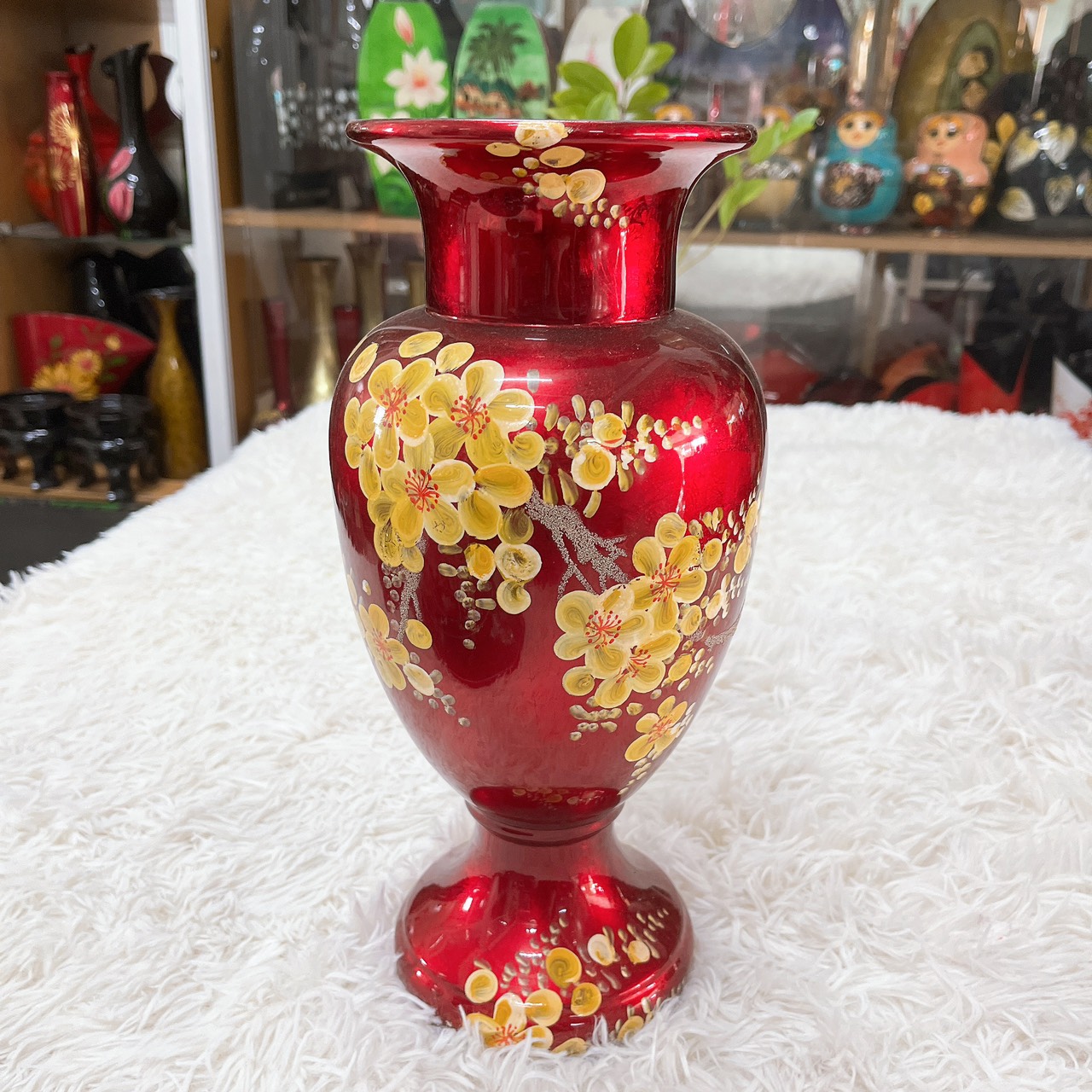 Bình hoa sơn mài Thanh Bình Lê - Mã B36 size 32x15 cm cao cấp dùng để cắm hoa, trang trí, làm quà tặng