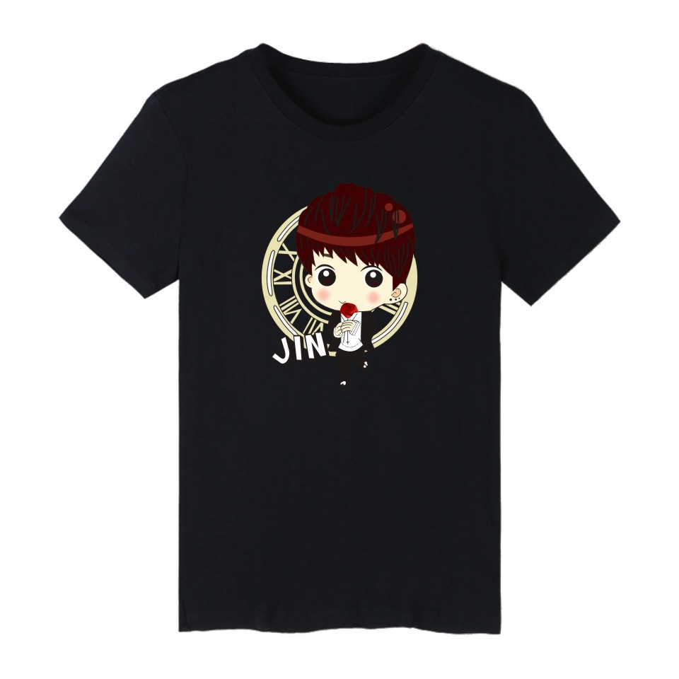 Áo Thun Đen In Hình BTS Chibi Cực Đáng Yêu Vải Siêu Mềm Mịn