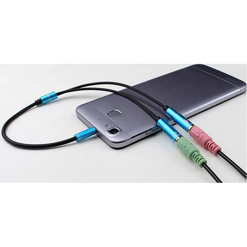Dây chuyển đổi 3.5mm đực sang hai đầu 3.5mm cái (1 đầu hỗ trợ Mic, 1 đầu hỗ trợ tai nghe) - Hàng chính hãng PHỤ KIỆN ÂM THANH