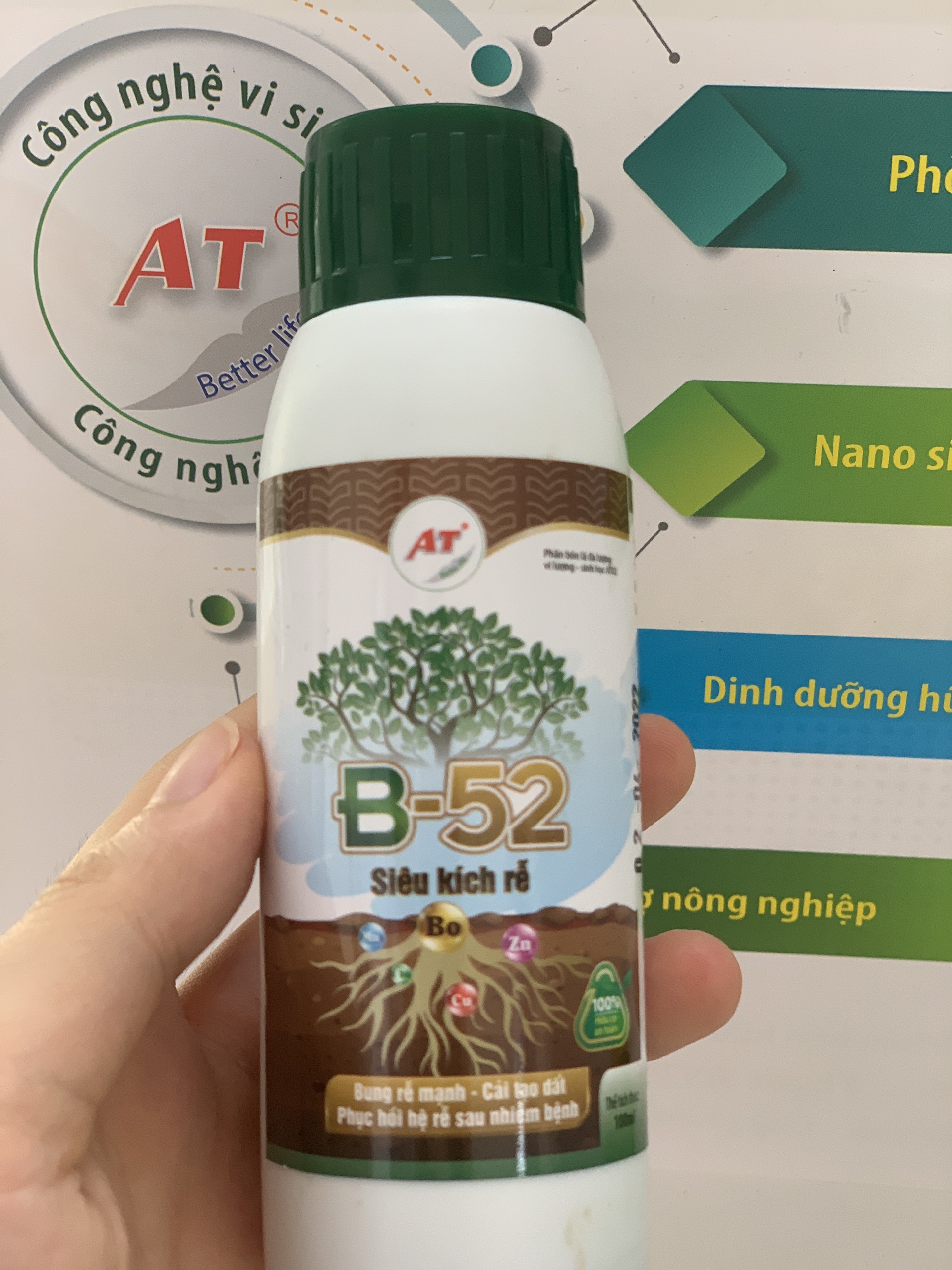 Phân bón kích rễ AT cung cấp dinh dưỡng cho rau màu, hoa hồng, hoa lan, cây cảnh trong nhà - B52 chai 100ml