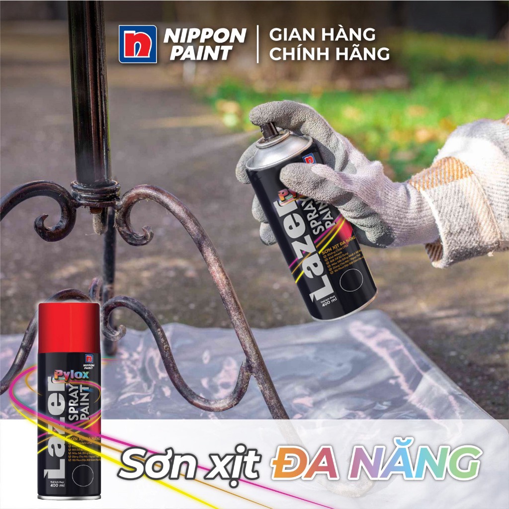 Sơn xịt Nippon Pylox Lazer màu xám 400ML