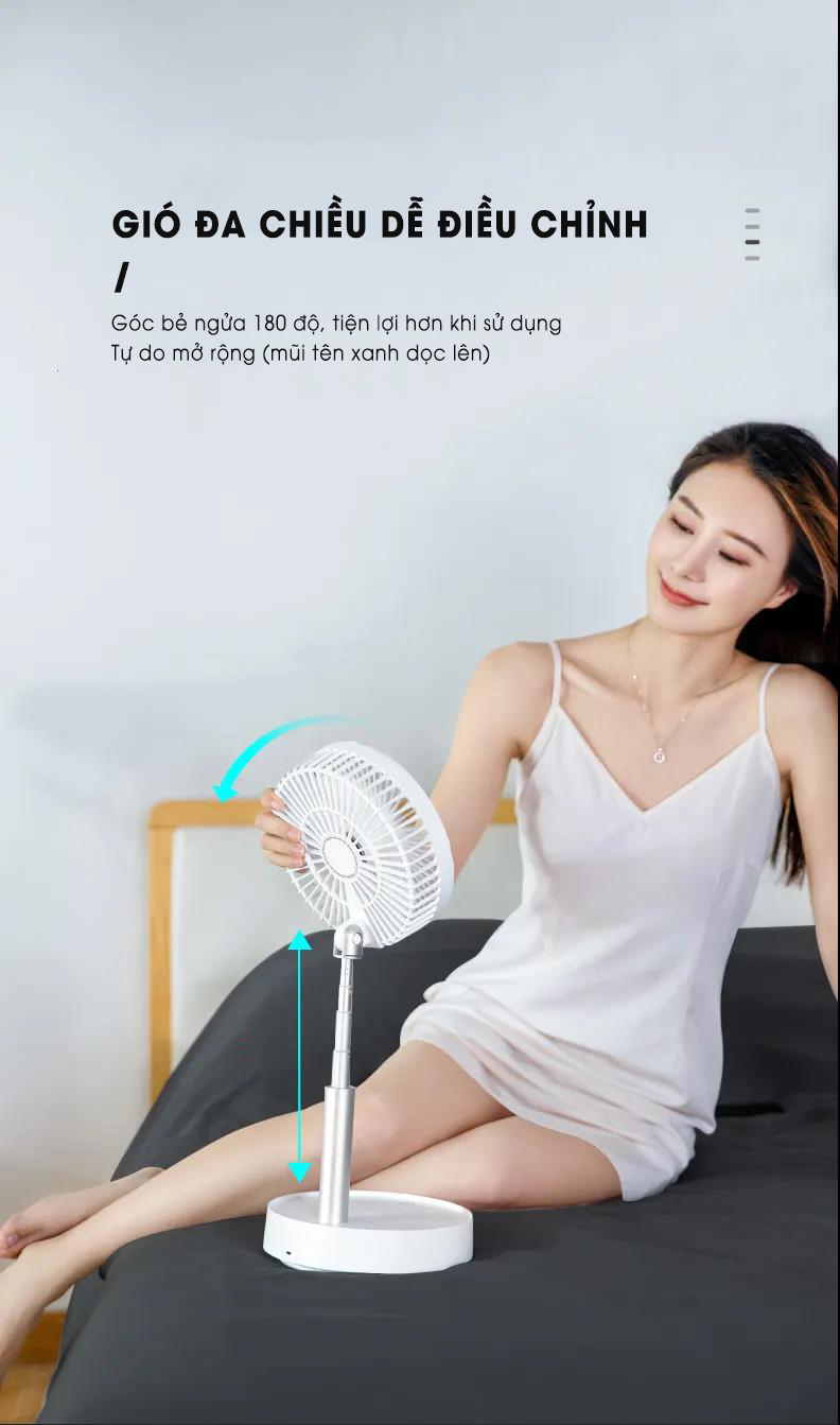 Quạt Tích Điện Gấp Gọn Xiaomi 3LIFE GUZI 008 Phiên Bản 2023 Không Gian Sử Dụng 10-20m2 Sử Dụng 12-24 Giờ Liên Tục - Hàng Nhập Khẩu