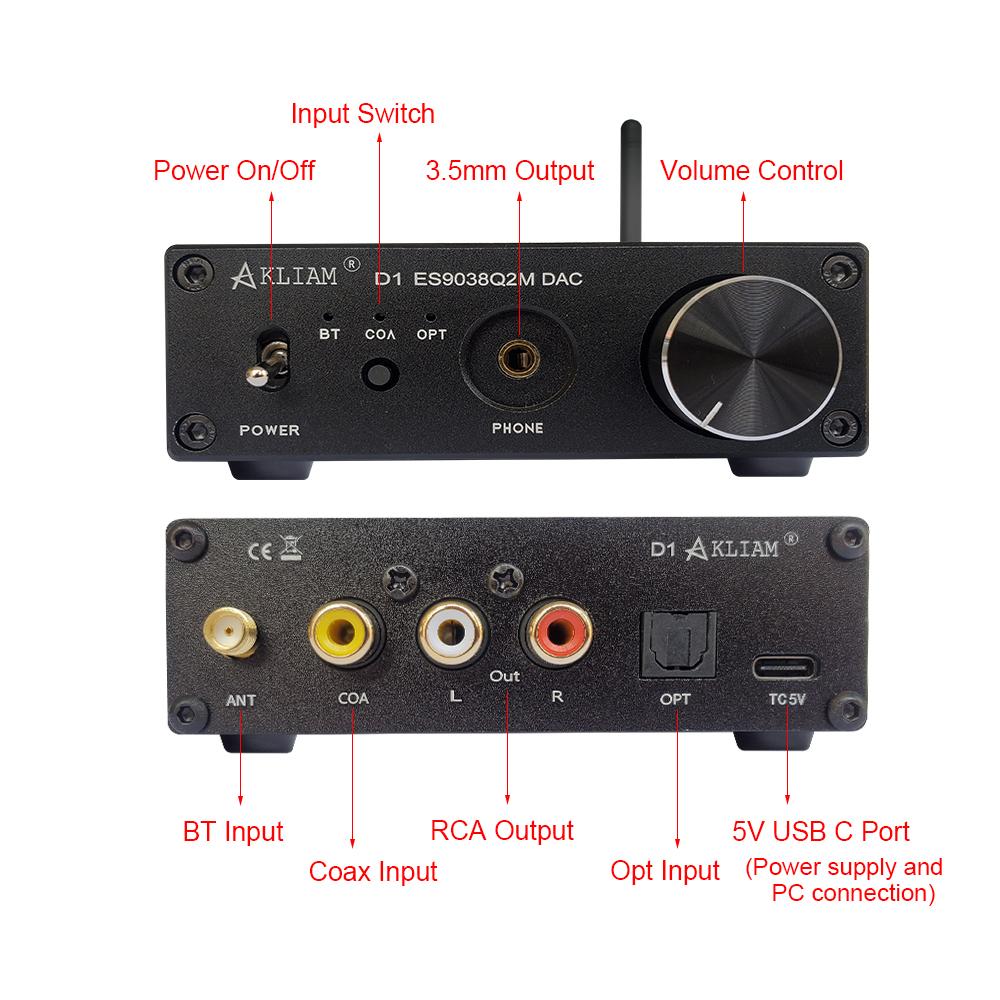 AkLIAM D1 ES9038Q2M DAC QCC5125 Bluetooth DAC Board APTX-HD LDAC HIFI Bộ Giải Mã Âm Thanh Cần Mưa Âm Thanh