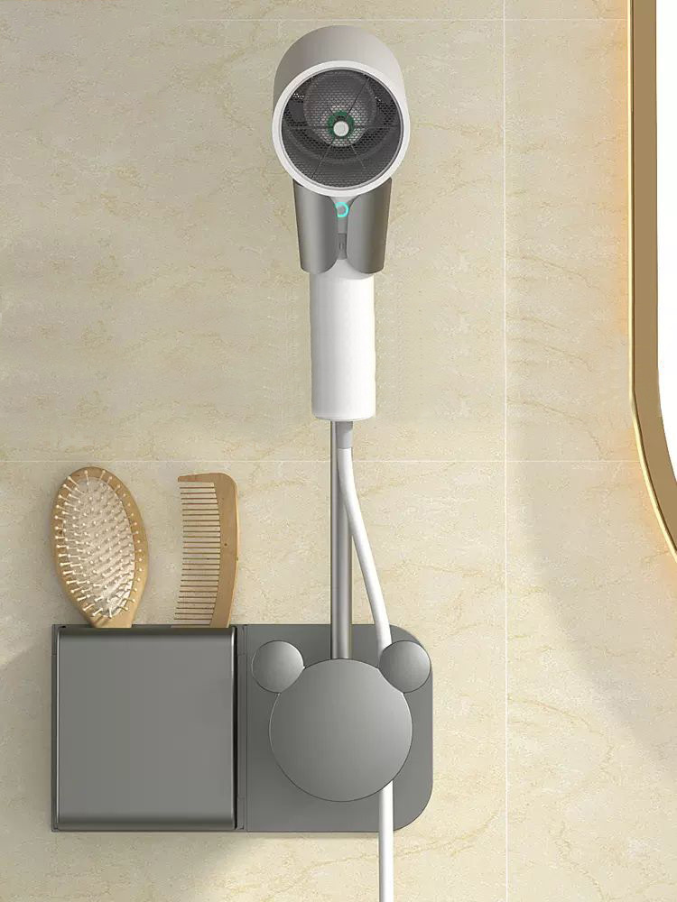 Giá treo máy sấy tóc có ngăn để lược Aurelia Free Hand hàng cao cấp
