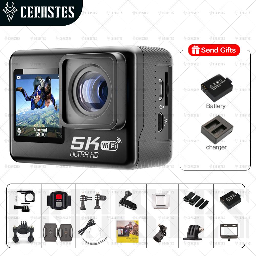 Cerastes 5K WiFi Camera hành động chống lắc 4K Màn hình kép hai mặt