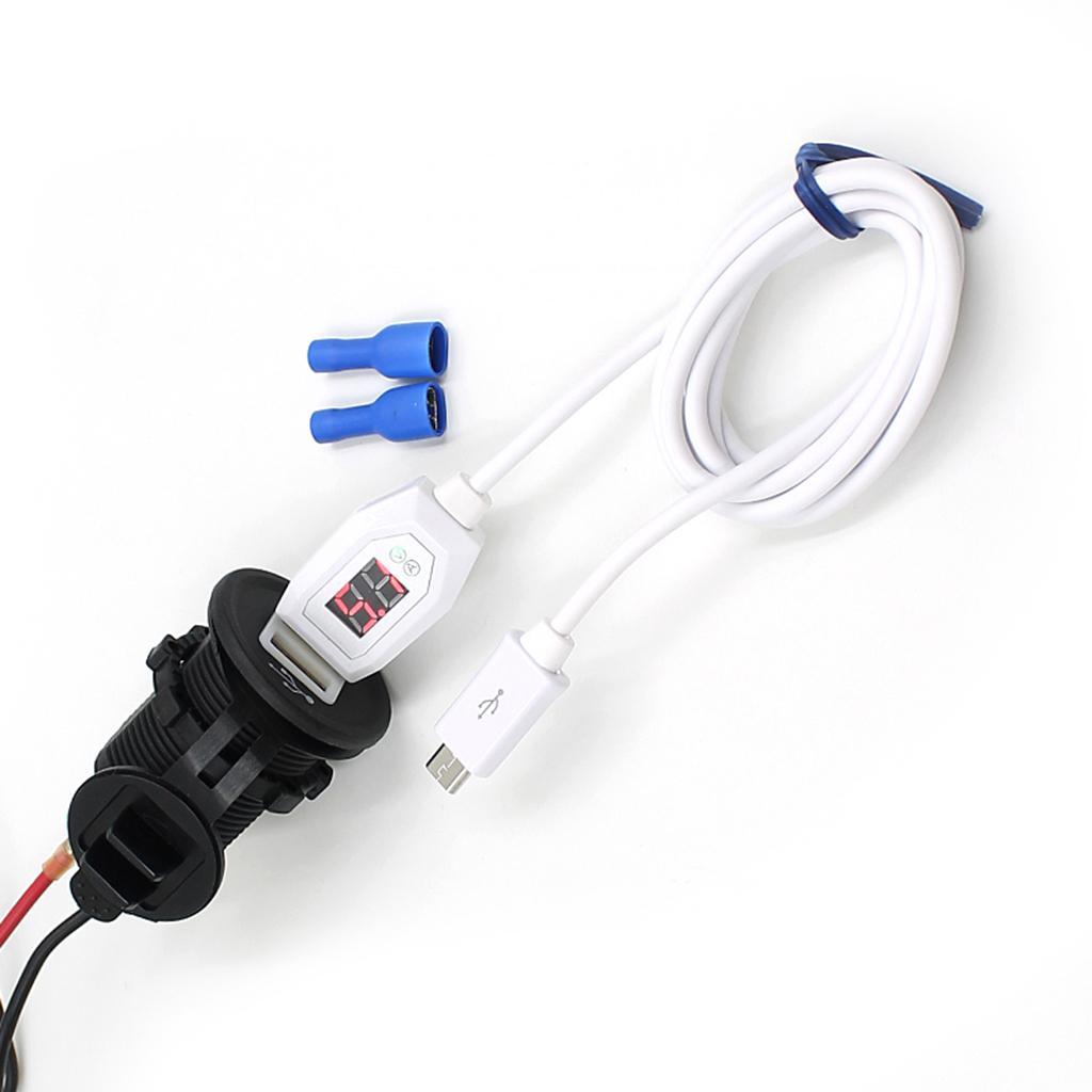 Motorcycle Waterproof Cigarette Lighter With USB Phone Charger LED Voltmeter