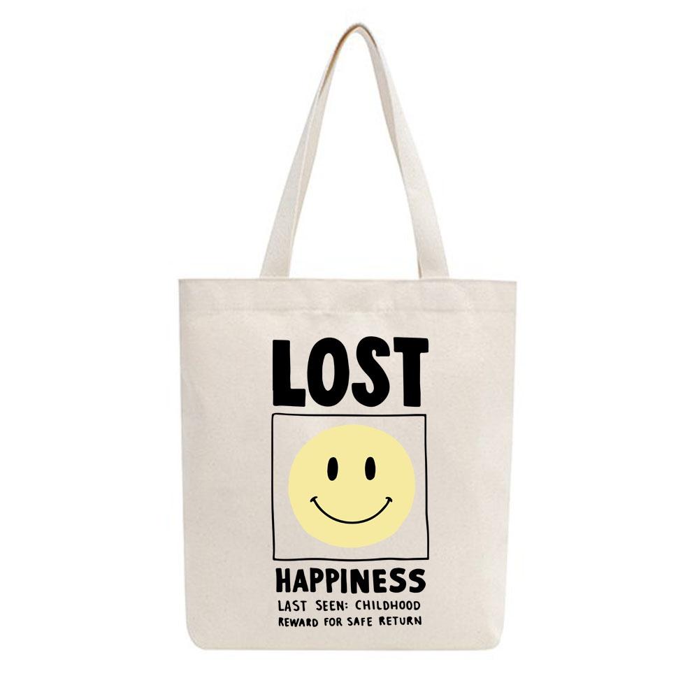 Túi tote vải mộc Tiệm nhà Pony dây kéo in hình Lost happiness PM47