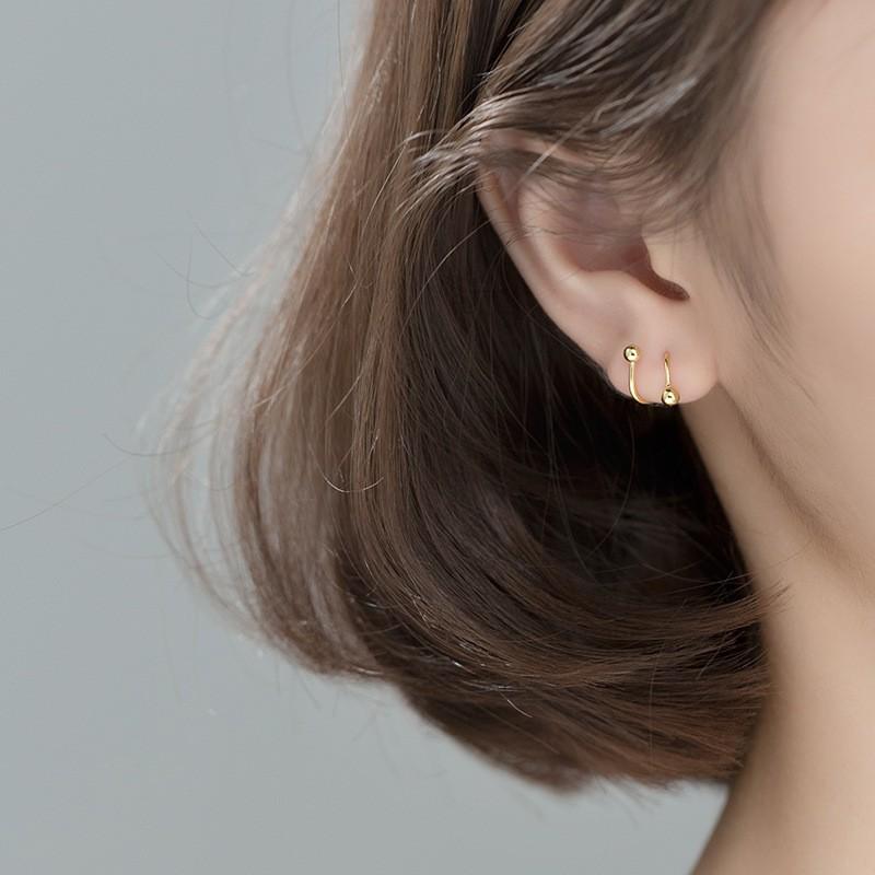 Khuyên tai bạc Ý s925 nút xoắn bị 2 đầu G6289 - AROCH Jewelry