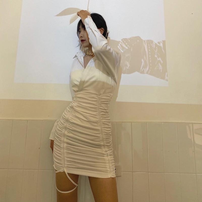 Váy body dây rút chất cotton