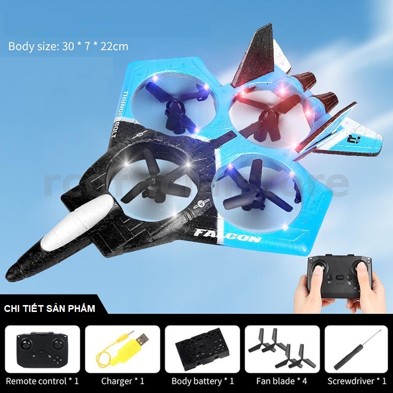 Máy bay điều khiển từ xa đồ chơi drone rc bằng xốp phản lực 4 mô tơ pin sạc, quà tặng sinh nhật cho bé