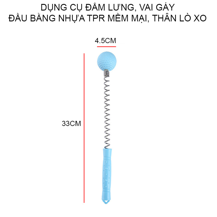 Dụng cụ đấm lưng, chân, cổ vai gáy bằng nhựa TPR mềm dẻo, thân lò-xo chắc chắn