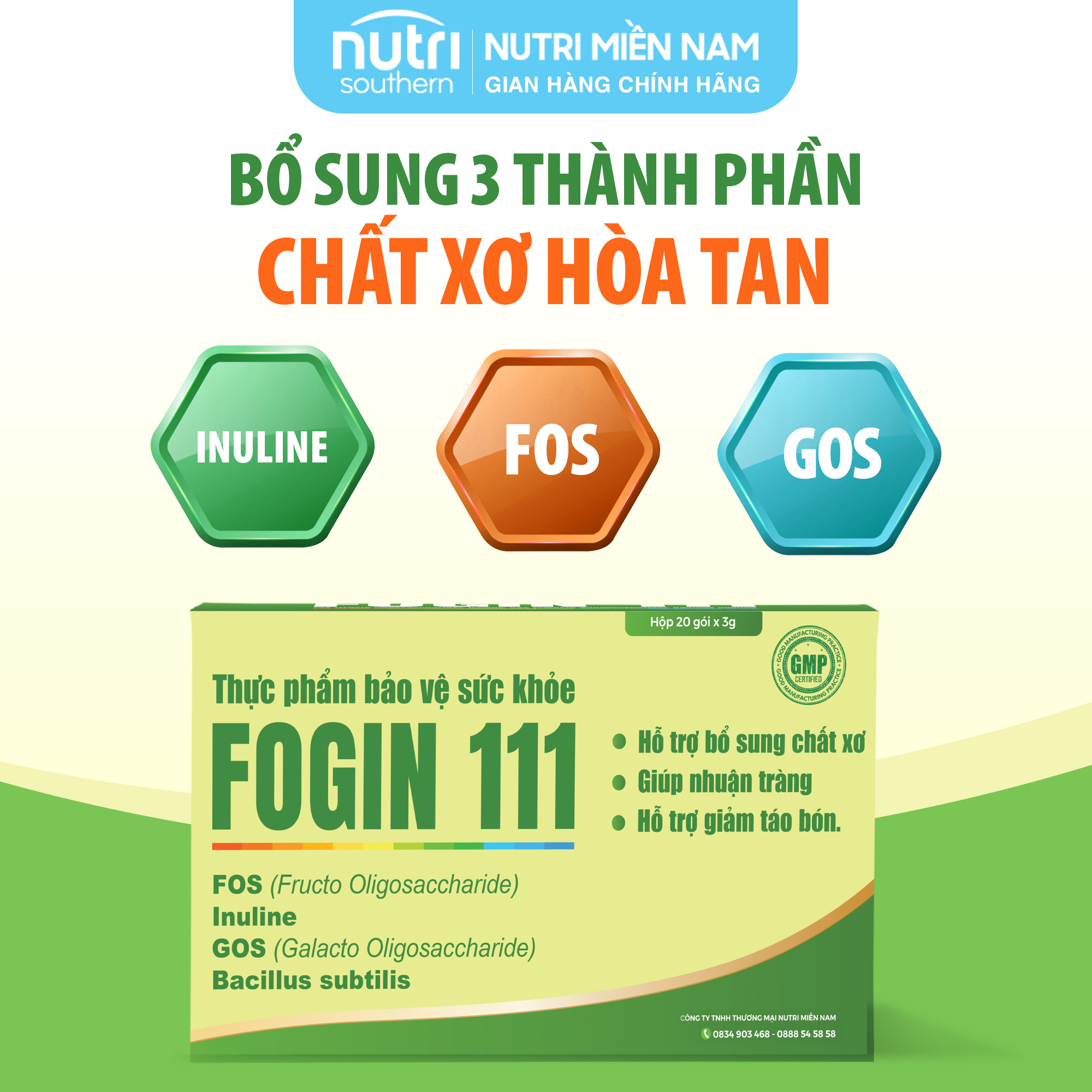Fogin 111 – Hỗ Trợ Bổ Sung Probiotics và Chất Xơ Giúp Nhuận Tràng, Giảm Táo Bón