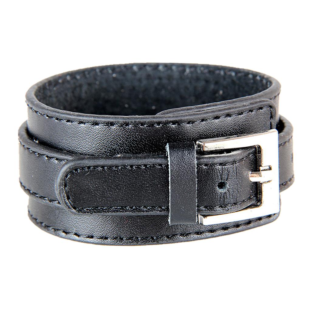 Punk Rock Wide Cow PU Leather Wristband Cuff Bracelet Bangle Buckle Jewelry