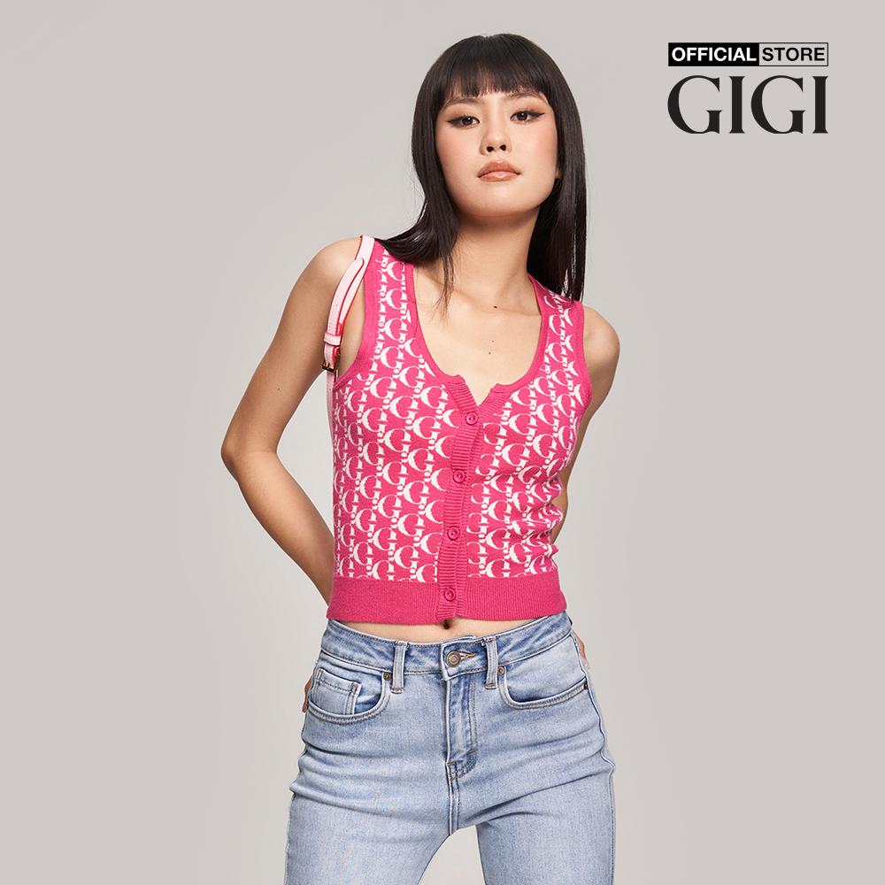GIGI - Áo dệt kim nữ sát nách phối nút cài thời trang G1305K221705