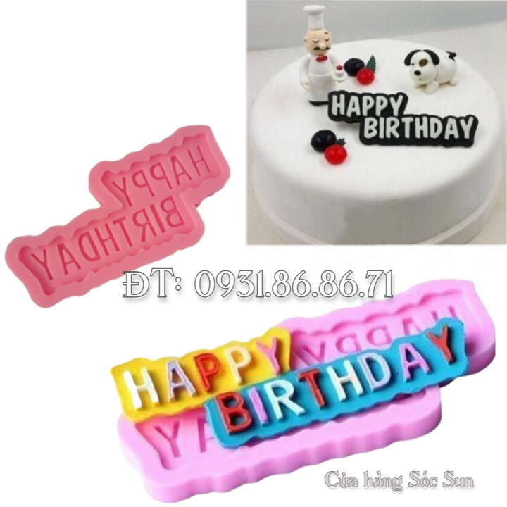 Khuôn silicon sinh nhật Happy Birthday - Mã số 1375