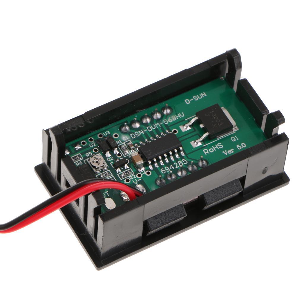 2 Pcs DC 5V-120V Voltmeter LED Panel Digital Voltage Meter Green+Blue 48 x 29 x 22mm