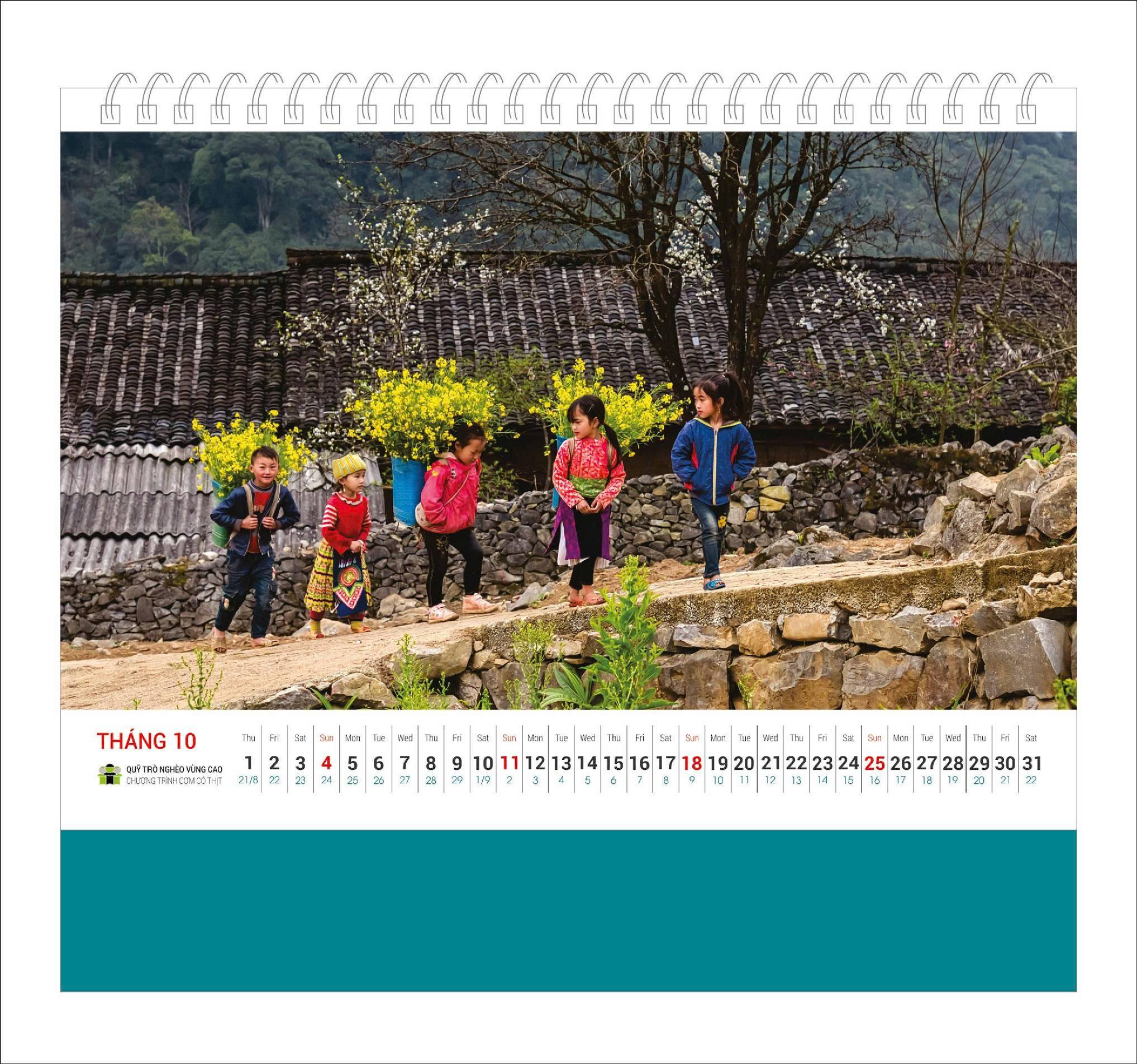 Lịch bàn Trẻ em Vùng Cao 2026 - Lịch Cơm Có Thịt