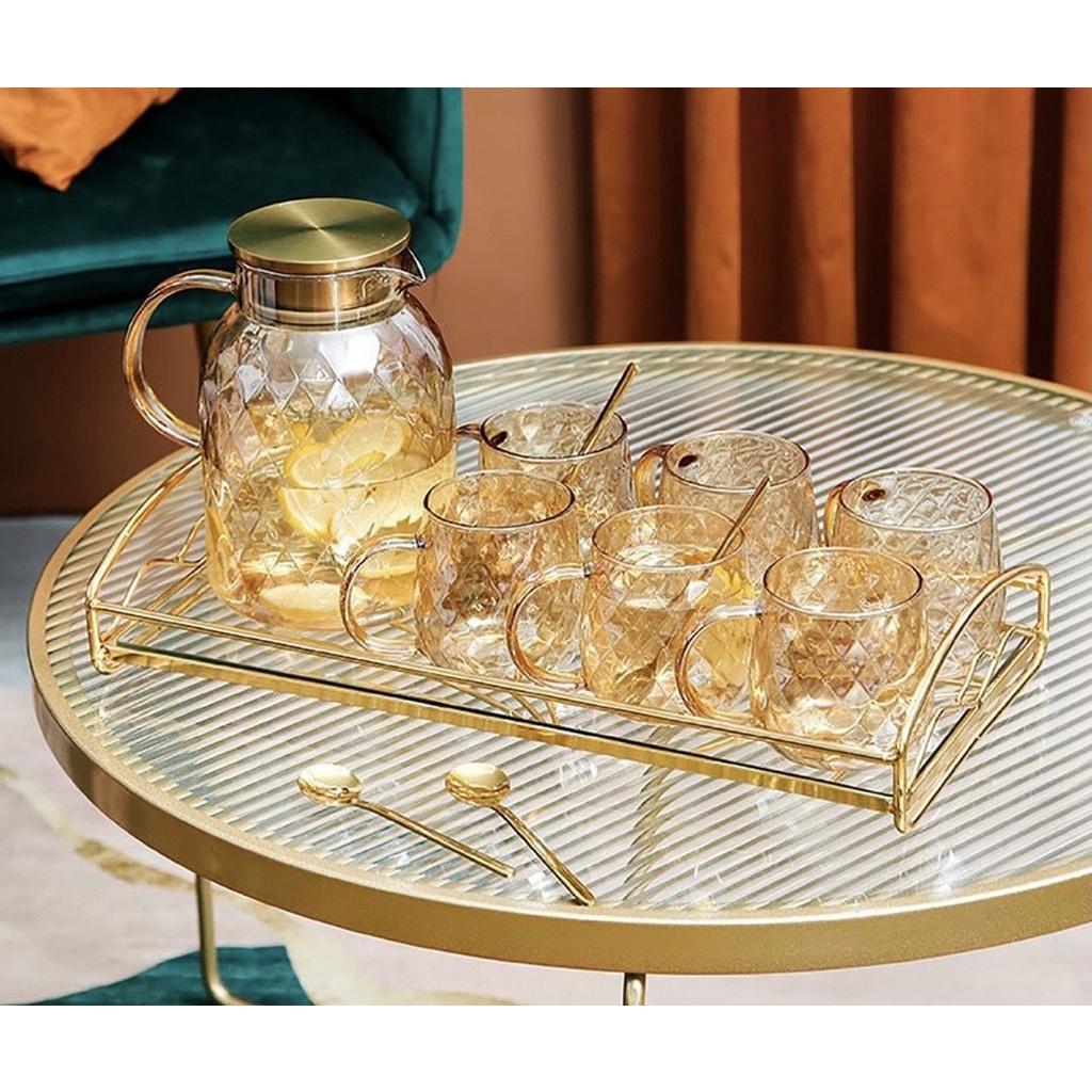 BÌNH ĐỰNG NƯỚC THỦY TINH CAO CẤP CHỊU NHIỆT LÊN TỚI 400 ĐỘ C MÀU VÀNG GOLD