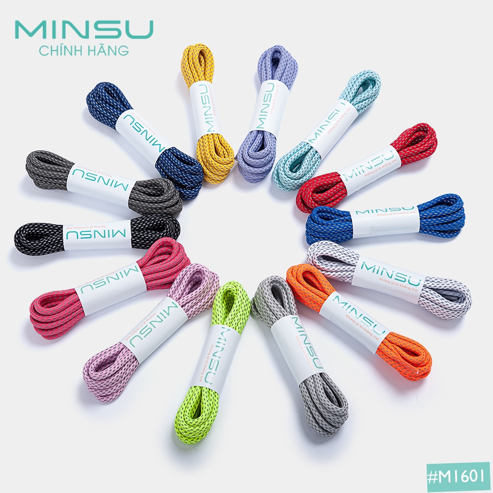 Dây Giày Tròn Phản Quang Nam Nữ Chính Hãng MINSU M1601, Dây Giày Thể Thao Sneaker Bata Rằn Ri là Chọn Lựa ShoeLaces Phản Quang Bản Tròn Hoàn Hảo – Tím