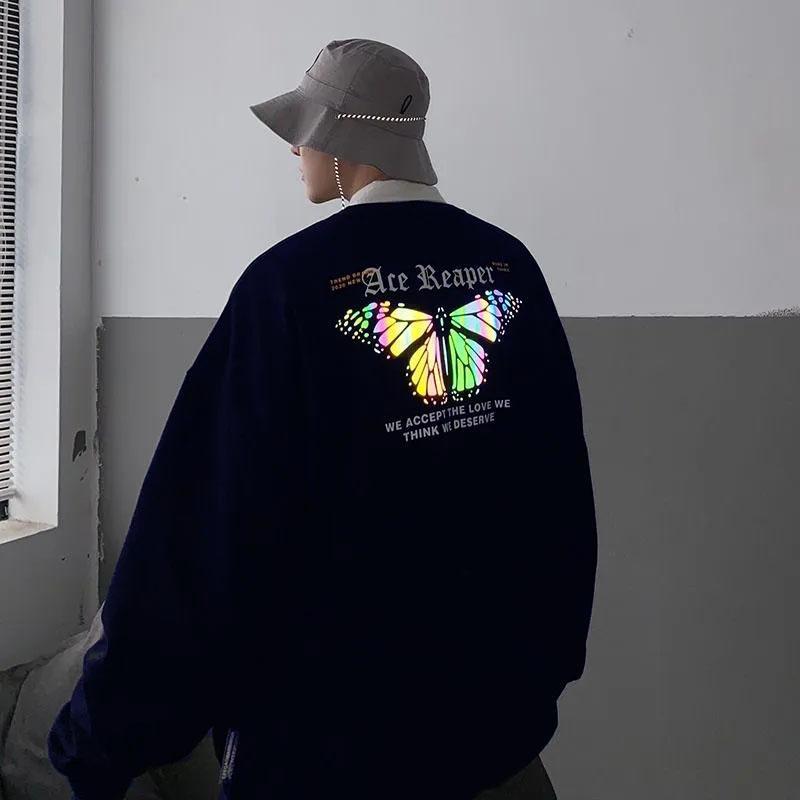 Áo thun tay dài sweater form rộng in Phản Quang mặt Bướm ACE REAPER PhillipStore