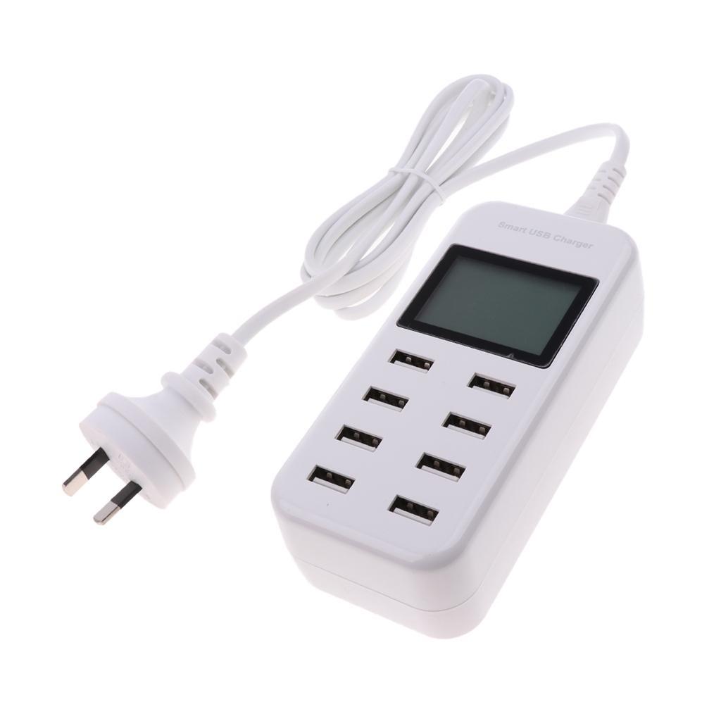 1X AU Plug High Speed 8 USB Ports USB Power Charge Adapter With LCD Screen