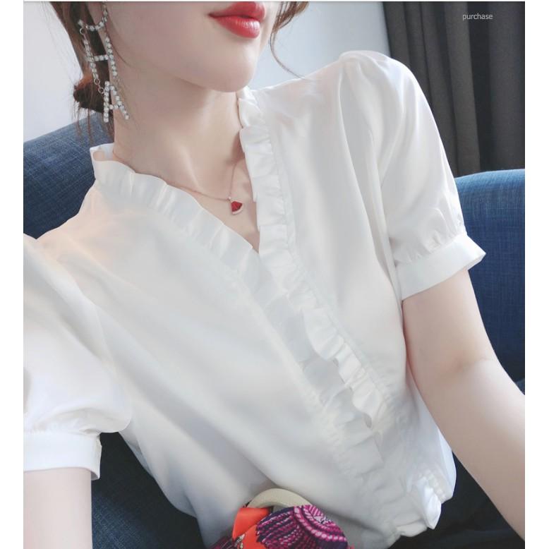 Áo sơ mi nữ tay ngắn Xuu Design áo kiểu thời trang chất vải đẹp mặc mát