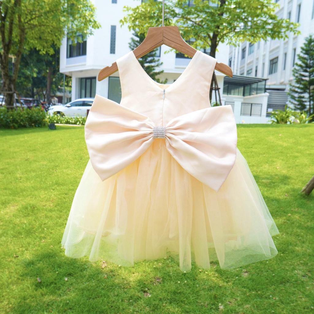 Váy công chúa, đầm công chúa thiết kế màu vàng đính hoa cực kỳ sang chảnh cho bé gái từ 1 đến 10 tuổi của Mom's Choice