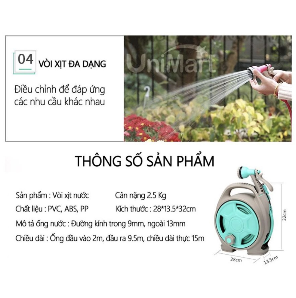 Vòi nước cuộn tròn dạng sò 7 chế độ tăng áp 15m dây 2-E7-L1-2280